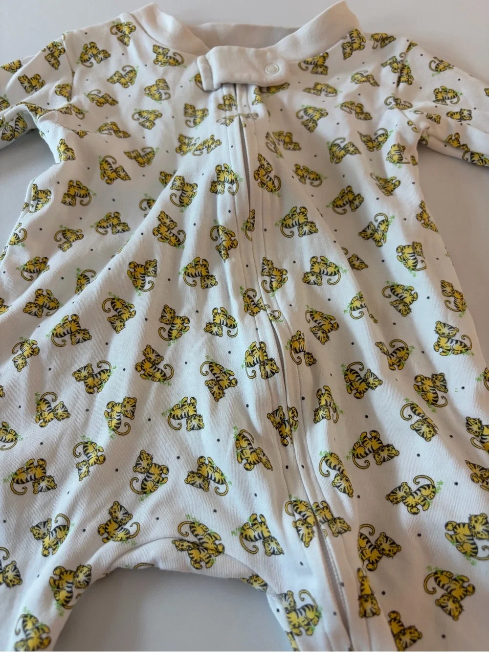 Magnolia Baby White Footed One-Piece Footie Pajama with Tiger Print